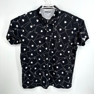 Shank It Golf Polo Mens 3XL Black Ace Of Spades Print Short Sleeve Gambling
